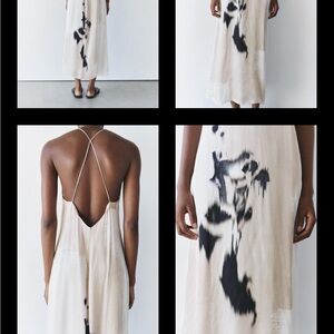 Zara Backless Cream and Black Dress with Elegant Design